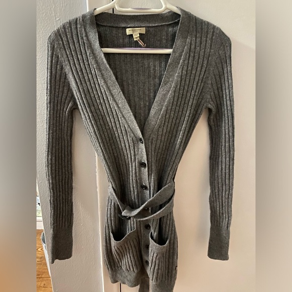 Burberry Black Ribbed 100% Cashmere Cardigan Size Small Women’s - Picture 4 of 8
